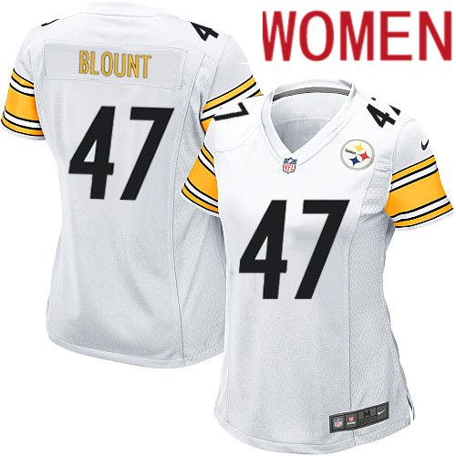Women Pittsburgh Steelers 47 Mel Blount Nike White Game NFL Jersey